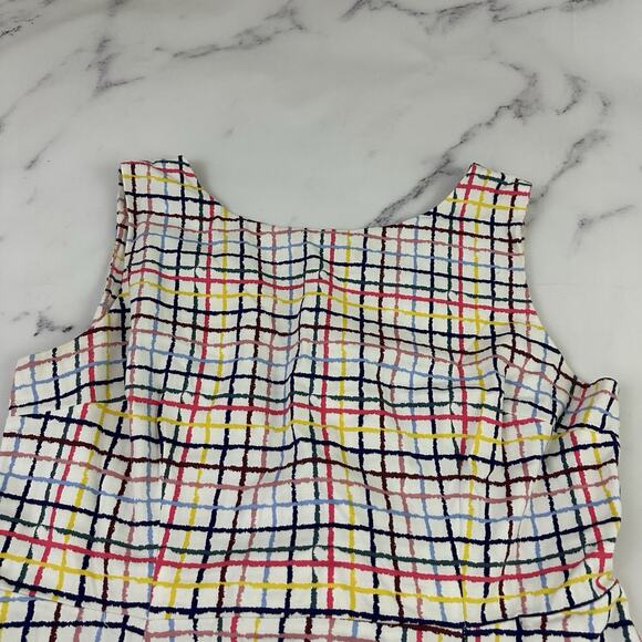 Modcloth Collectif Womens Retro Midi Dress Size 16 US White Rainbow Plaid Pocket - Picture 2 of 15